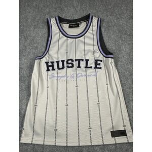 Supply & Demand Hustle Basketball Jersey Mens Small Gray Purple Mesh Streetwear
